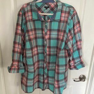 TALBOTS women's 3X plus size button down shirt; EUC, worn 1-2 times
